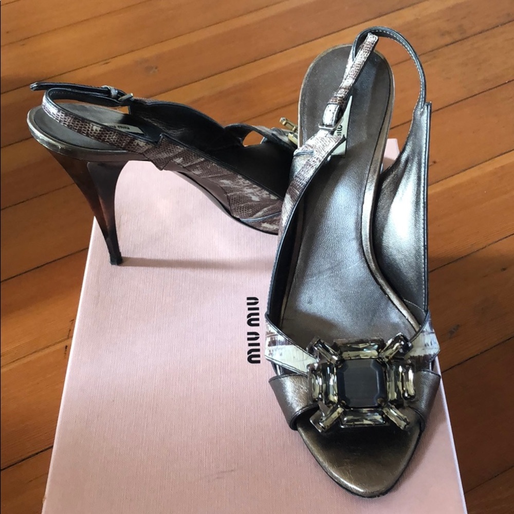Miu Miu peep toe sling back heels
